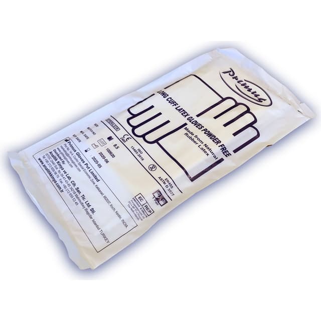 BZS400PF75 - BEZOSS STERILE LATEX GLOVES 40CM CUFF SIZE 7,5